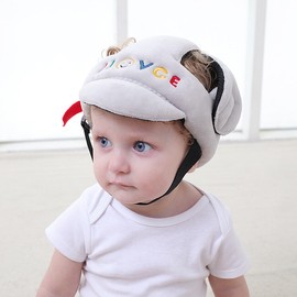 Baby Helmet Infant Toddler Soft Cute Adjustable Safety Helmet Hat for Crawling Walking Playing Light Gray