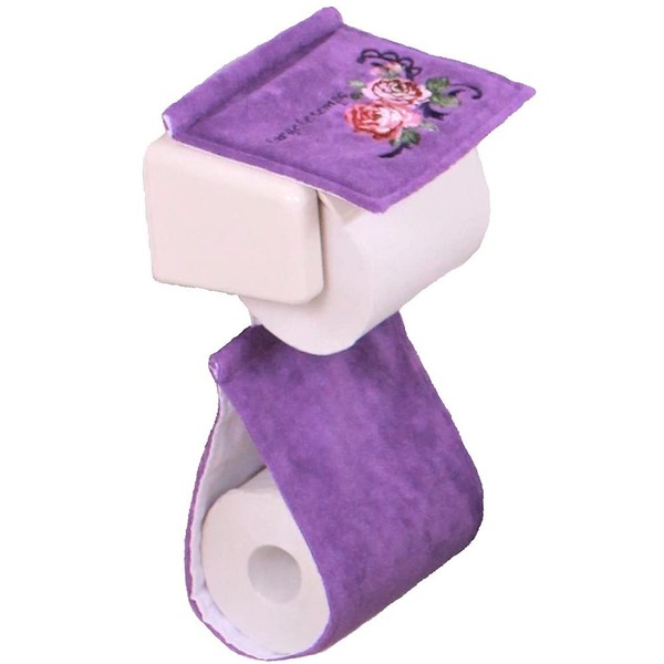 Senko Princess Purple Rose Embroidered Paper Holder Cover with Paper