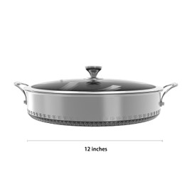 CATHYLIN 316L Stainless Steel 5QT Saute Pan Hexagon Nonstick Wok with Lid, Two Handle to Hold, PFOA Free, Dishwasher Oven Safe (12 inches,5QT)