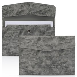 Skycase Document Bag A4 – Document Bags, PU Leather, Business File Bag, Document Folder, Briefcase for A4 Documents, Office, School Travel, Grey