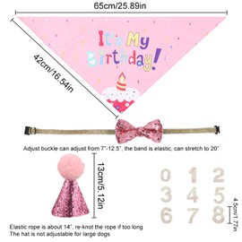Set of 5 Dog Birthday Bandana Hat Banner Triangle Scarfs Birthday Party Supplies for Small Medium Dogs Cats Costumes Headwear (Pink)