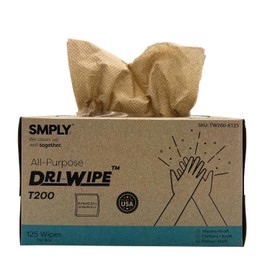 TW200 Dri-Wipe by SMPLY Brands, Pop-Up Box (Interfold) (18 Boxes (Kraft), 125)
