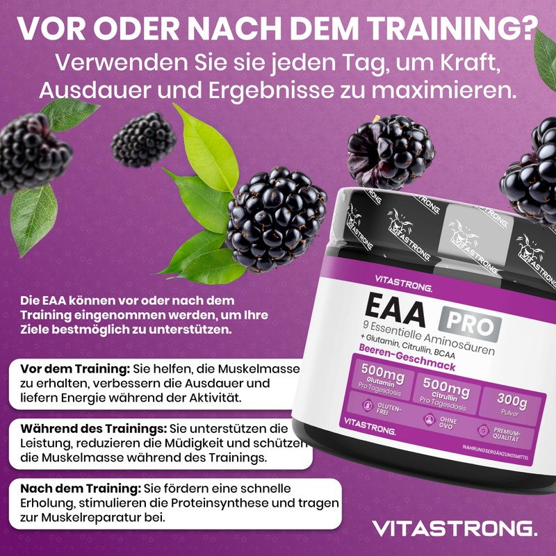 EAA Pulver 300g, Aminosäuren Essenziell EAA PRO Vitastrong, 9 Essentielle