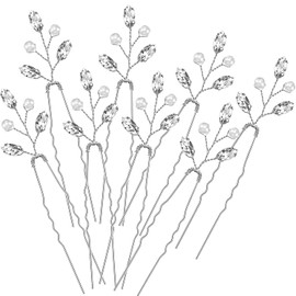 Bridal Hair Accessories Set - 8 Flower Hair Pins for Wedding, Bridesmaids, and Flower Girls (Silver)