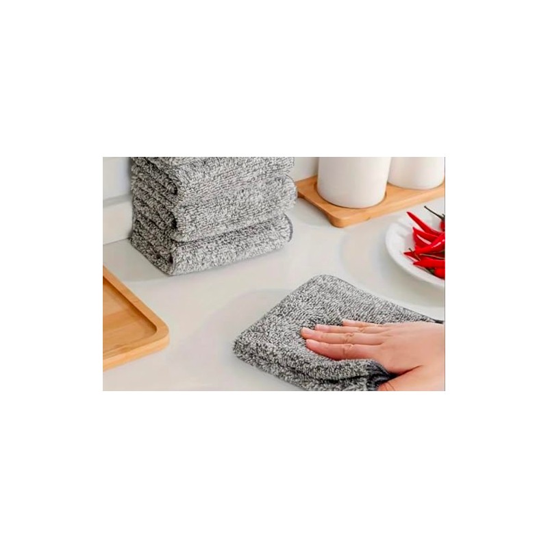 10pcs Bamboo Charcoal Microfibre Towels | Ultra-Absorbent Microfibre Cleaning Cloths