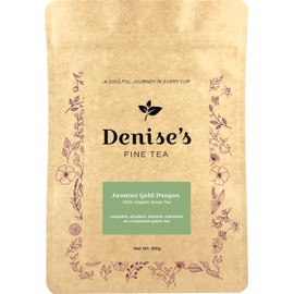 Denise's Fine Tea, USDA Organic, Jasmine Gold Dragon, Green Tea, Loose Leaf (100g)