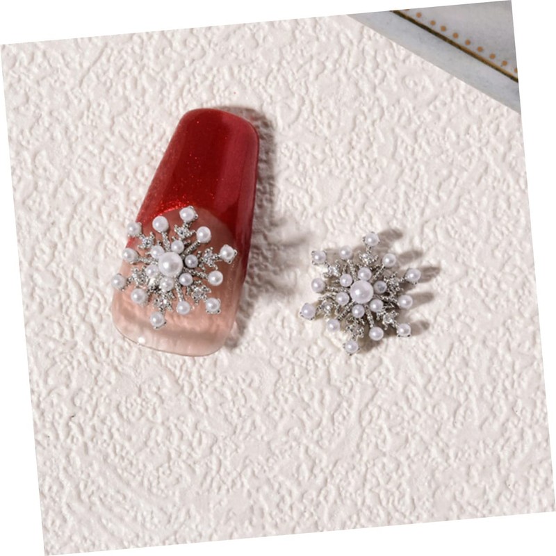 IWOWHERO 4pcs Snowflake Nail Charms Nail Accessories for Art Decorative