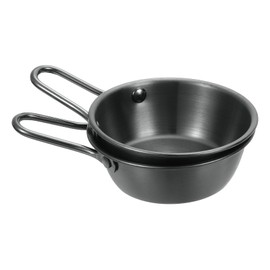 uxcell 2 Pcs Korean Traditional Wine Bowls, 4.13 Inch 304 Stainless Steel Raw Rice Wine Cup Sauce Bowls with Handle for Hiking Camping Soup Dish, Black