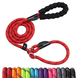 Betmaypet Slip Leads Dog Leash - 4/5/6 FT Slip Leash with Comfortable Handle - Reflective & Heavy Duty Rope Training Leash (1/2''- 6FT, Red)