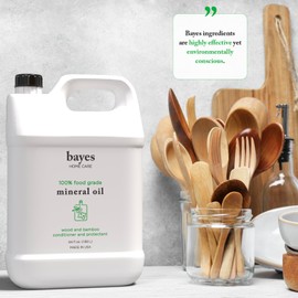 Bayes Food Grade Mineral Oil for Cutting Board - Mineral Oil Food Grade for Bamboo, Teak & Wood Conditioner and Protectant - Cutting Board Oil Food Grade Formula - Wood Oil for Cutting Board - 64 oz