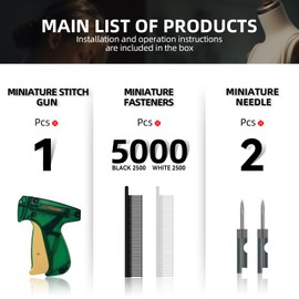 Stitch Gun For Clothes Kit, Includes Quick Stitch Sewing Gun, 2 Micro Needle, 5000 Micro Fasteners(2500 Black & 2500 White), Clothing Stitch Gun Used For Quick Stitching And Fixing,Stitching Gun Green