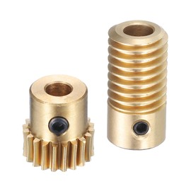 QUARKZMAN Worm Gear Set - 0.5 Module 20:1 Reduction Rate 5 mm Hole Diameter Gear Shaft and 4 mm Hole Diameter Gear 20T Drive Gear (Brass)