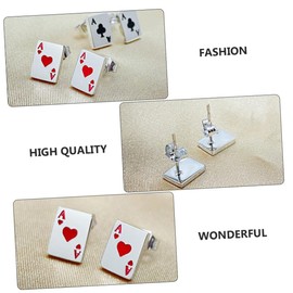 CALLARON 1 Pair of Poker Earrings Women's Earrings Spade Earrings Heart Decoration Spade Earrings for Women Poker Aces Jewellery Stud Earrings Jewellery Steel Fashion Ear Drops Miss, Titanium steel,