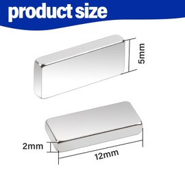 60Pcs Small Bar Magnets,12x5x2MM Neodymium Magnet Rectangular Magnets Rare Earth Magnets Strong, Refrigerator Neodymium Bar Magnets for Crafts, Fridge, Whiteboard, Office, Dry Erase Board