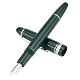 erofa Majohn P136 Piston Fountain Pen Medium Nib with Box, Green Resin Writing Pen Gift Set