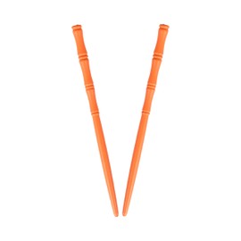 Carved Wooden Hair Sticks Set, Traditional Hair Chopsticks, 7 inches, 2 Pack, Vintage Style (Orange)