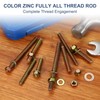 PATIKIL 1/4"×2-1/2" カラー亜鉛メッキ全ねじ棒 8本セット 炭素鋼製長ねじボルト 家具・ガーデン取り付け組立用
