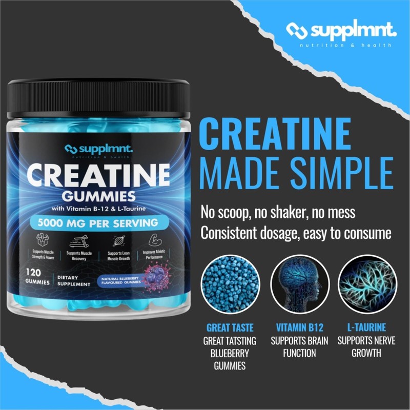 2 x Creatine 120 Gummies Max 5000mg for Men &