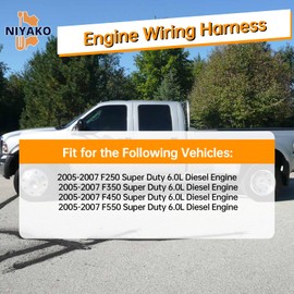 Niyako Engine Wiring Harness Replacement# 5C3Z12B637BA 5C3Z-12B637-BA Fit 2005-2007 F250 F350 F450 F550 Super Duty 6.0L Diesel Engine