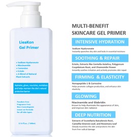 Conductive Gel - Hyaluronic Acid Niacinamide Leave-On Primer Gel Conductor Serum for Microcurrent and Radio Frequency Facial Machine Device - Hydrating & Nourishing & Revitalizing Facial Gel - 500mL