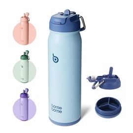 BOTTLE BOTTLE 24 oz sports water bottle stainless steel insulated water bottle with straw and pills holder (blue)