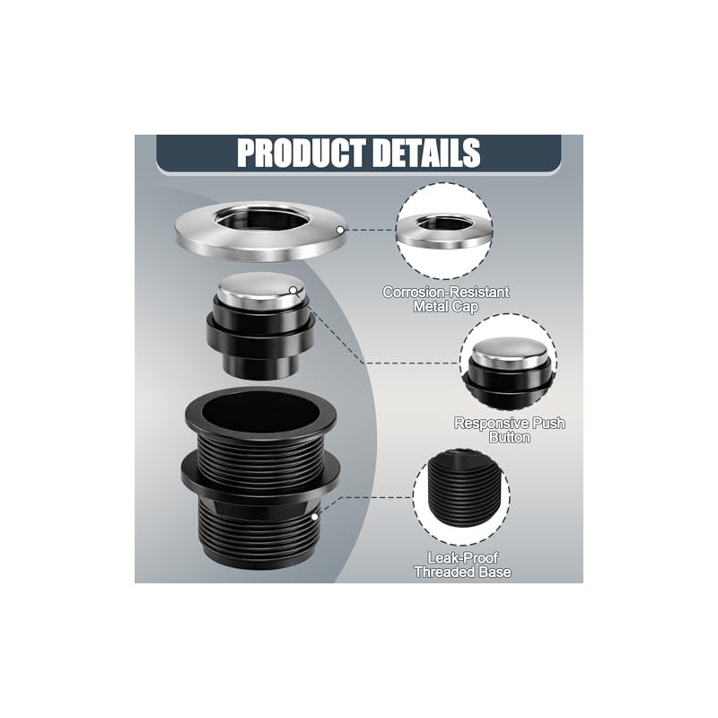 2026 Upgraded Sink Top Push Button with Air Hose Replacement,