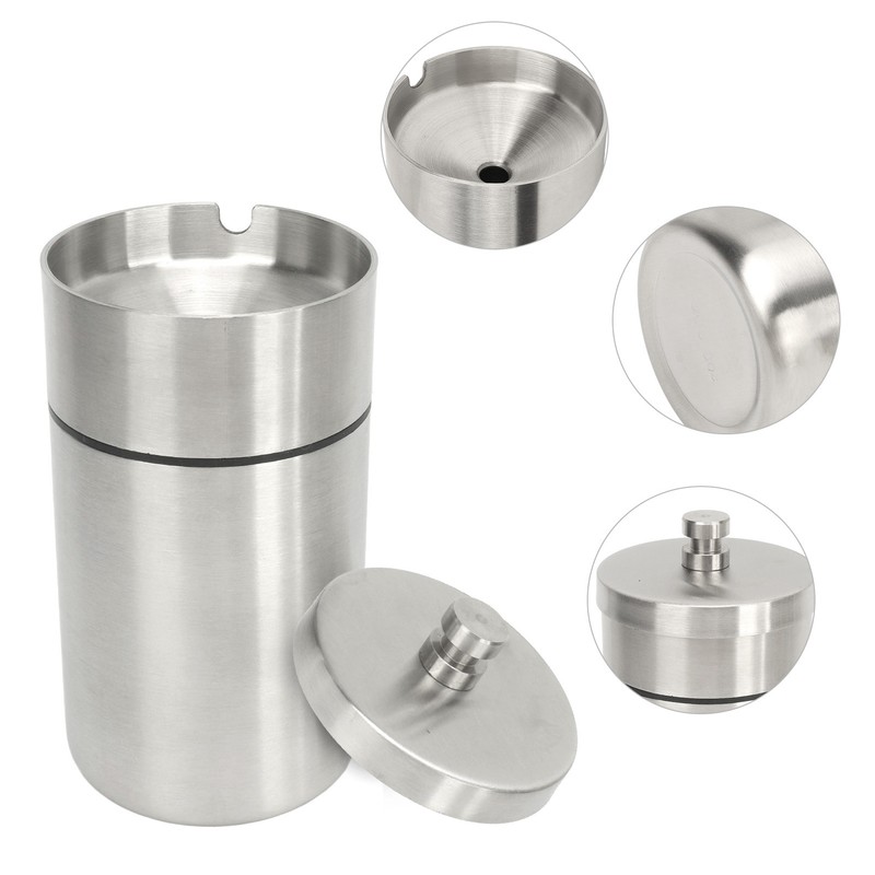 Car Ashtray with Lid Portable Removable Stainless Steel Smokeless Ashtray