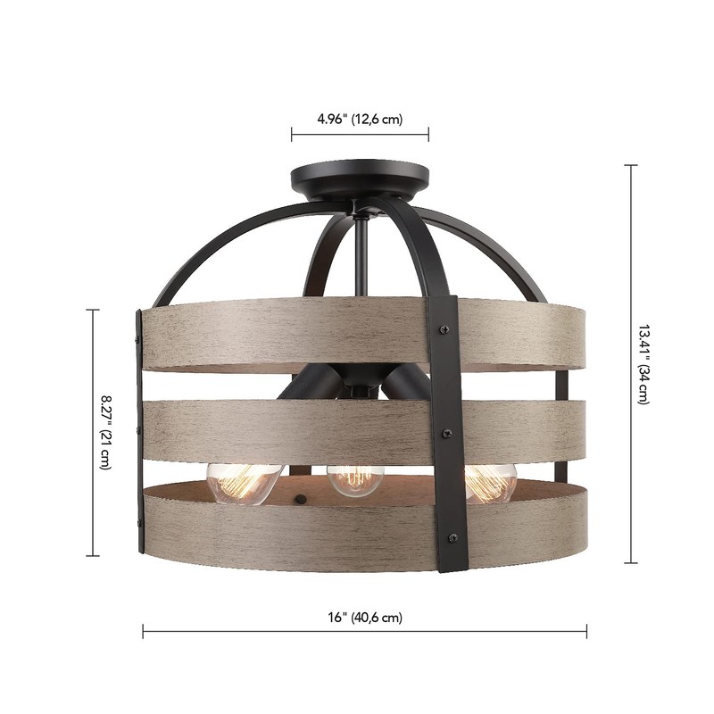 Globe Electric 60804 Maddox 3-Light Flush Mount Ceiling Light, Matte