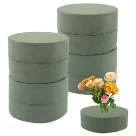 Pack of 8 Floral Foam 12 x 4 cm Round Flower Foam for Artificial Flowers Moss for Flowers Green Flower Foam for Crafts Dried Flower Foam for Wedding, Easter, Birthday