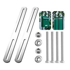 Nuts OT nuts 2 Stück Befestigungsset für Zaunbriefkasten 210 x 24mm Silber Briefkasten Zaunbefestigung Doppelstabmattenzaun Halterung Flachverbinder Langloch Edelstahl für Briefkasten Zaun Holzmöbel