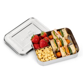 LunchBots Large Trio Stainless Steel Lunch Container -Three Section Design for Sandwich and Two Sides - Metal Bento Lunch Box - Eco-Friendly - Stainless Lid - Staineless Steel