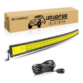 SKYWORLD Yellow 52 inch Curved Led Light Bar 675W Spot Flood Combo Off-Road Lights Bar Fog Lamp IP67 Waterproof Work Lights Bars for Trucks UTV ATV Boat Trailer Driving Lamp 4000K 1PCS