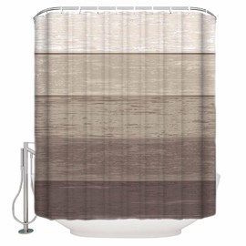 Brown Farmhouse Shower Curtain Set with Hook 48" x 72",Washable Cloth Polyester Fabric Shower+Curtain,Waterproof Bath Curtains for Bathroom,Showers,Bathtubs Decor Vintage Gradient Retro Wooden Grain