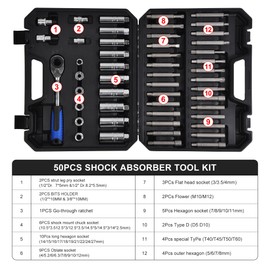 WINMAX TOOLS AUTOMOTIVE 50PCS Shock Absorber Strut Nut Socket Set for Strut mounts, Shock Absorbers and Struts