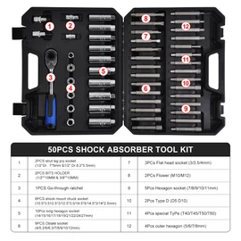 WINMAX TOOLS AUTOMOTIVE 50PCS Shock Absorber Strut Nut Socket Set for Strut mounts, Shock Absorbers and Struts