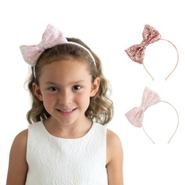 Summer Crystal Sequins Bow Headbands For Girls - Stylish Hair Accessories for Everyday, Birthday and Parties (2Pcs CW, Medium)
