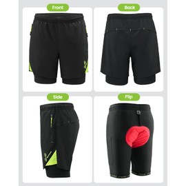 Sportneer Men's MTB Shorts Padded Bike Shorts for Men, 3D Padded Mountain Cycling Shorts MTB Bike Sports for Outdoor Cycling Black