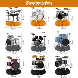 9 PCS Drum Birthday Party Decorations, Drum Honeycomb Centerpieces,Drum Table Centerpieces for Drum Party Supplies Drummers Birthday Decorations