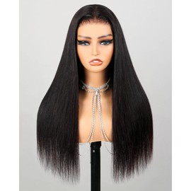 Megalook hair Wear and Go Glueless Wigs Human Hair Pre Plucked Pre Cut 220% Density Straight Wigs Human Hair 6x6 HD Closure Wigs Human Hair Lace Front Wig Bleached Knots 20 Inch