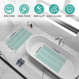 XIYUNTE Shower Mat Non Slip Bath Mat for Tub - 27 X 16 Inch TPE Bathtub Mat Non Slip Shower Mats for Inside Shower, Bath Tub Mat with Powerful Suction Cup, Easy to Cut and Dry, Green