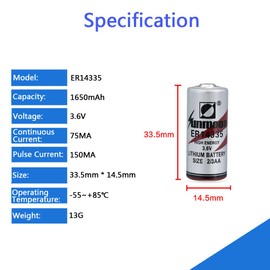 STEPMAX (2 Pack ER14335 2/3AA 3.6V 1650mAh Primary Lithium Battery for Smoke Alarm Smart Meters Temperature Monitors Flashlight