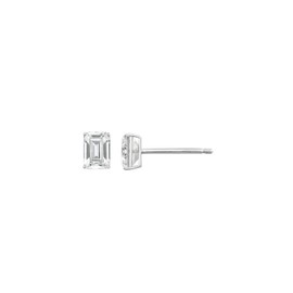 DIAMONBLISS 10K or 14K Real Solid Gold Stud Earrings for Women | White or Yellow Gold Emerald Cut Solitaire Studs | 0.5 to 4 Carat Cubic Zirconia CZ Diamond Simulant