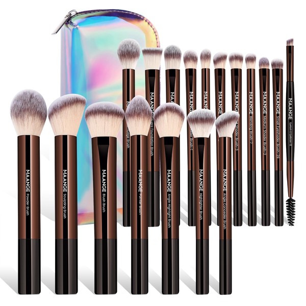 MAANGE 18 Pcs Makeup Brushes with Laser Bag, Premium Synthetic