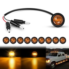 Nilight 3/4Inch Round Marker Light 10PCS Amber LED Turn Signals 3 Connectors Side Indicator Bullet Clearance Lights IP68 Waterproof for Trailer Truck Camper Van Boat Bus