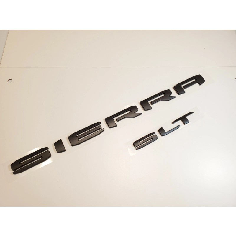 GMC 2PCS Matte Black Rear Tailgate SIERRA SLT Emblem GMC