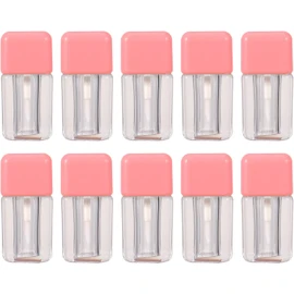 Botellas Vacías de Brillo Labial 4ml, Abs Rosa, 10 Piezas Tubo Cuadrado Mini, Sellado Hermético, Portátil y Ligero, para Oficina o Bricolaje, Líquidos Varios