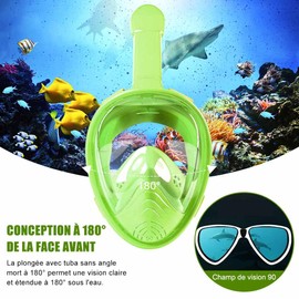 HINATAA Snorkel Mask for Kids, 180° Panoramic View, Free Breathing, Full Face Snorkel Mask, Anti-Fog and Anti-Leak, Suitable for Children Aged 4-15 Years (Green)