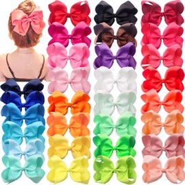 30 Colors Baby Girls Bows Clips 6" Big Hair Bows Alligator Har Clips Head Wear for Girls Toddler and Children