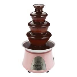 Chocolate Fondue Fountain, 4-Tier 2.2 lb Capacity Electric Chocolate Fondue Fountain Machine Stainless Steel Cheese Melting Heating Machine for Birthday Party Wedding Celebration (Pink)