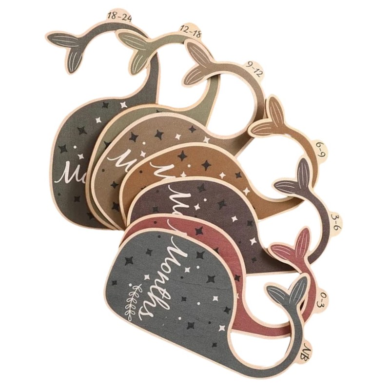 DOITOOL 14pcs Wooden Closet Dividers Whale-shaped Nursery Organizer for Clothes